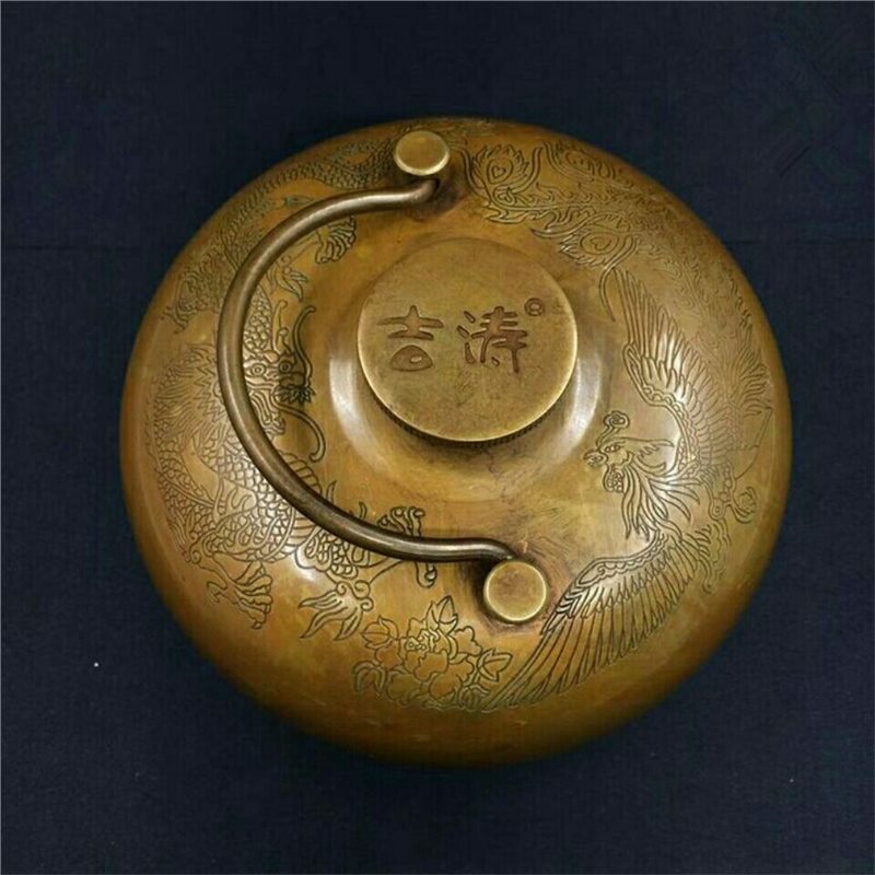 Soup Kettle Warmer - Pemanas Tangan Kuningan Motif Naga dan