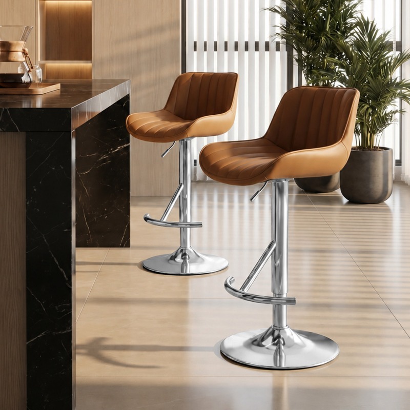 Commercial Kitchen Interior Design - Kursi Bar Tinggi Kayu Elegan Vintage