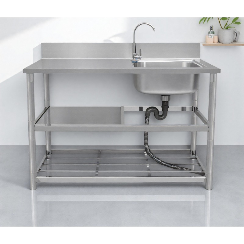 Commercial Kitchen Worktops - Wastafel berdiri sendiri dari baja tahan