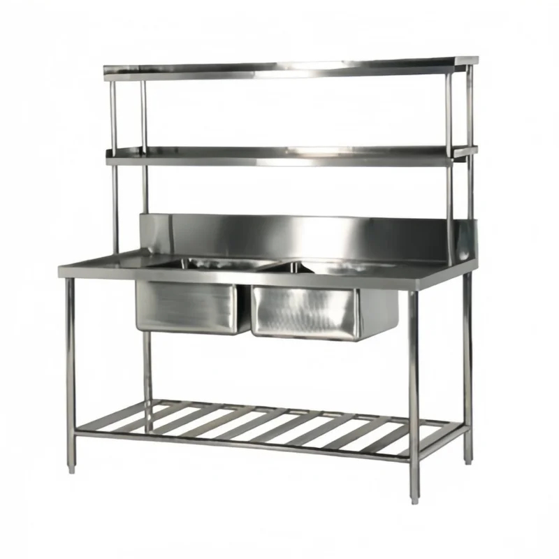 Commercial Kitchen Double Sink - Wastafel Ganda Komersial Lapisan Baja Tahan