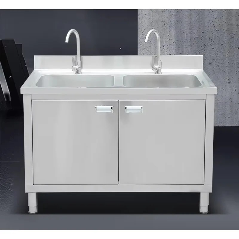 Commercial Kitchen Double Sink - Kabinet Wastafel Stainless Steel Komersial 304