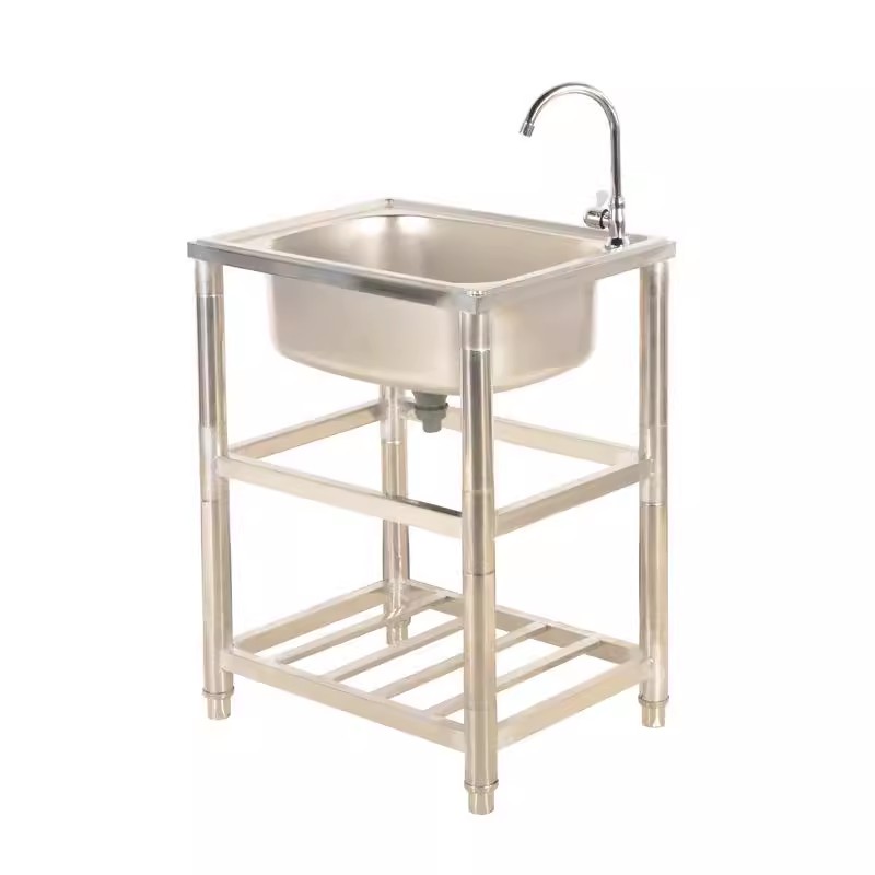 Commercial Kitchen Double Sink - Wastafel stainless steel ganda ukuran 82*48*80cm,