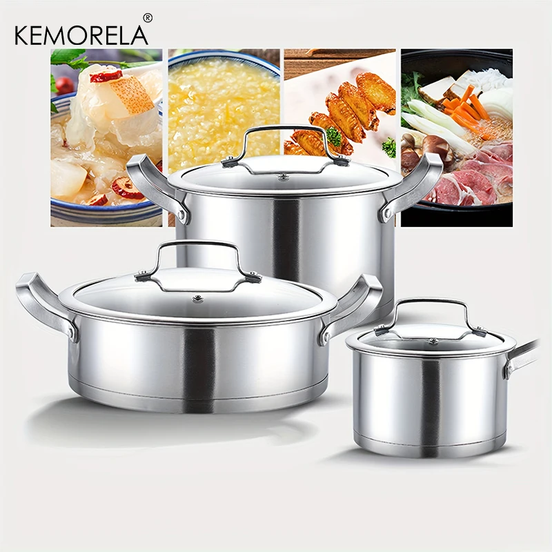 Soup Kettle Warmer - Set panci stainless Steel 16/20/24cm, peralatan