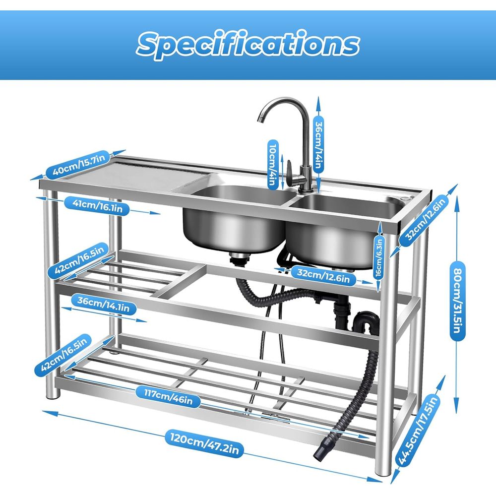 2 Set Wastafel Dapur Komersial - Commercial Kitchen Double Sink ulasan dan harga