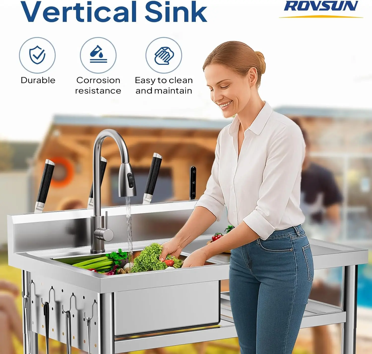 Wastafel Utilitas Baja Tahan K - Commercial Kitchen Double Sink ulasan dan harga