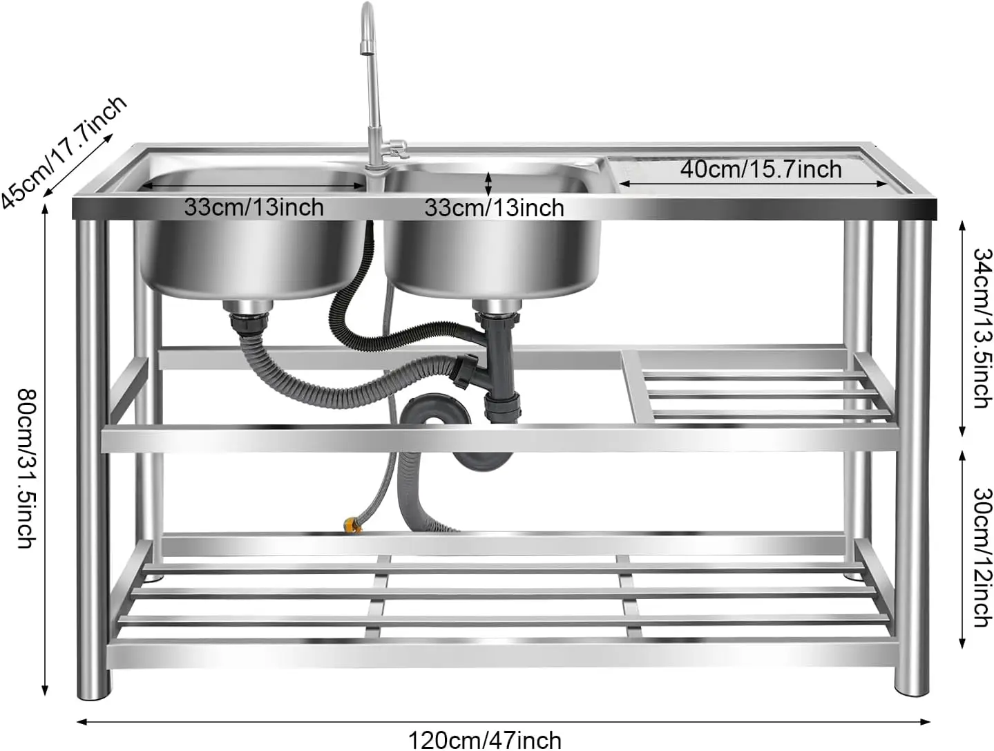 Wastafel Stainless Steel 3 Tin - Commercial Kitchen Double Sink ulasan dan harga