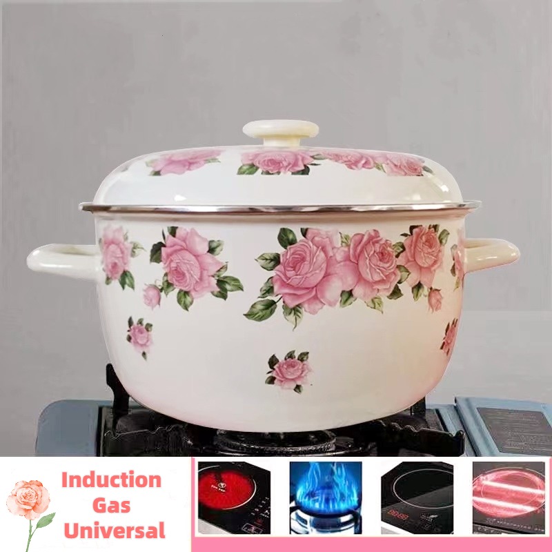 Panci telinga ganda Enamel maw - Soup Kettle Warmer ulasan dan harga