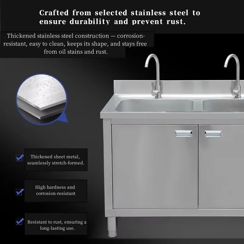 Kabinet Wastafel Stainless Ste - Commercial Kitchen Double Sink ulasan dan harga