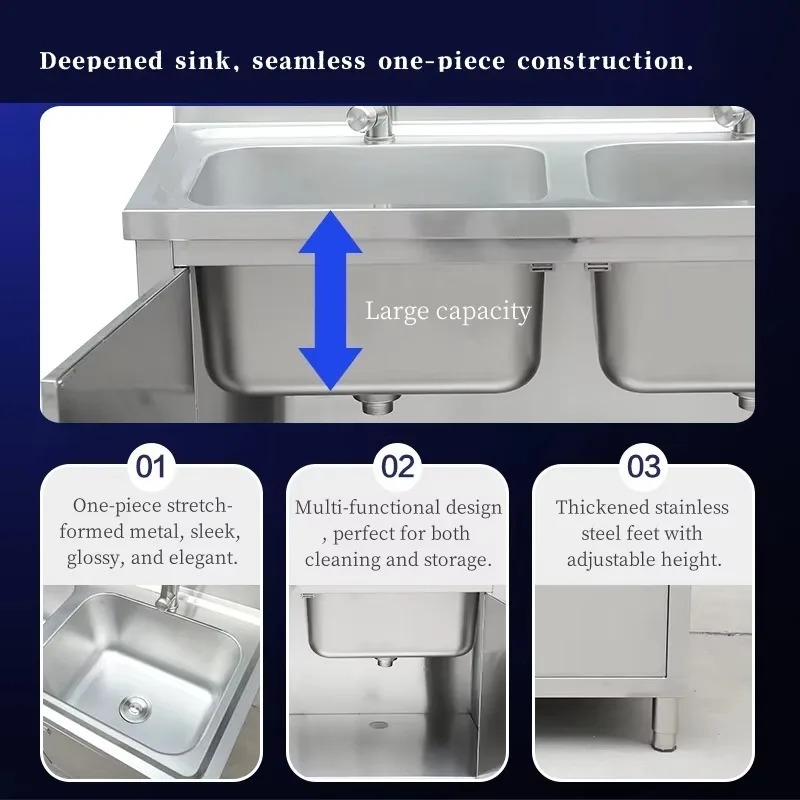 Kabinet Wastafel Stainless Ste - Commercial Kitchen Double Sink ulasan dan harga